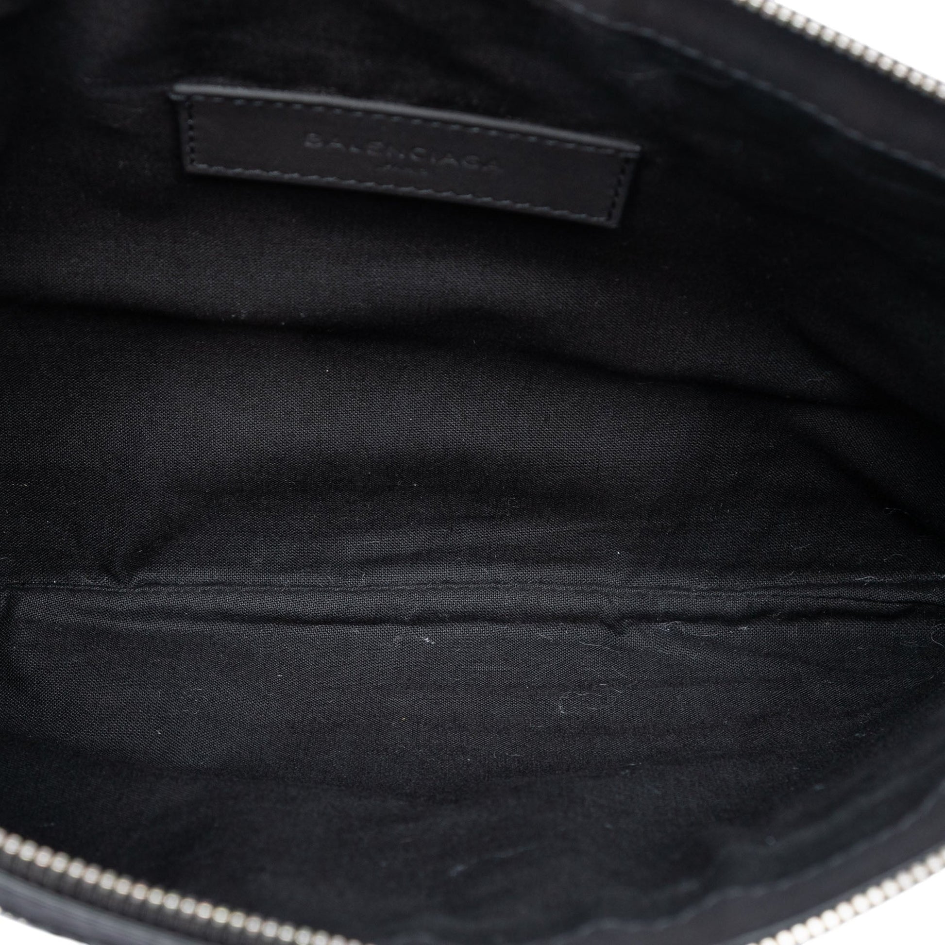 Balenciaga Lambskin and Mesh Motocross Classic Clip M Clutch
