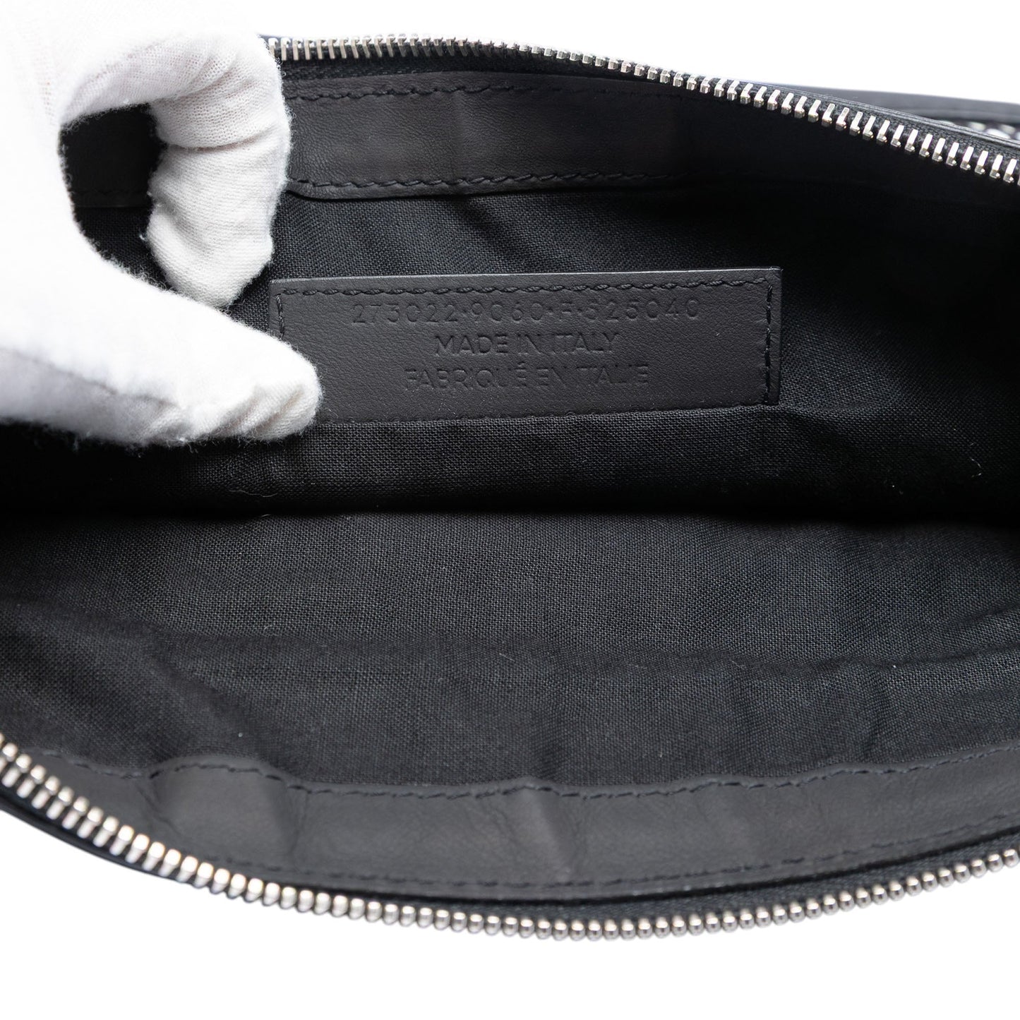 Balenciaga Lambskin and Mesh Motocross Classic Clip M Clutch