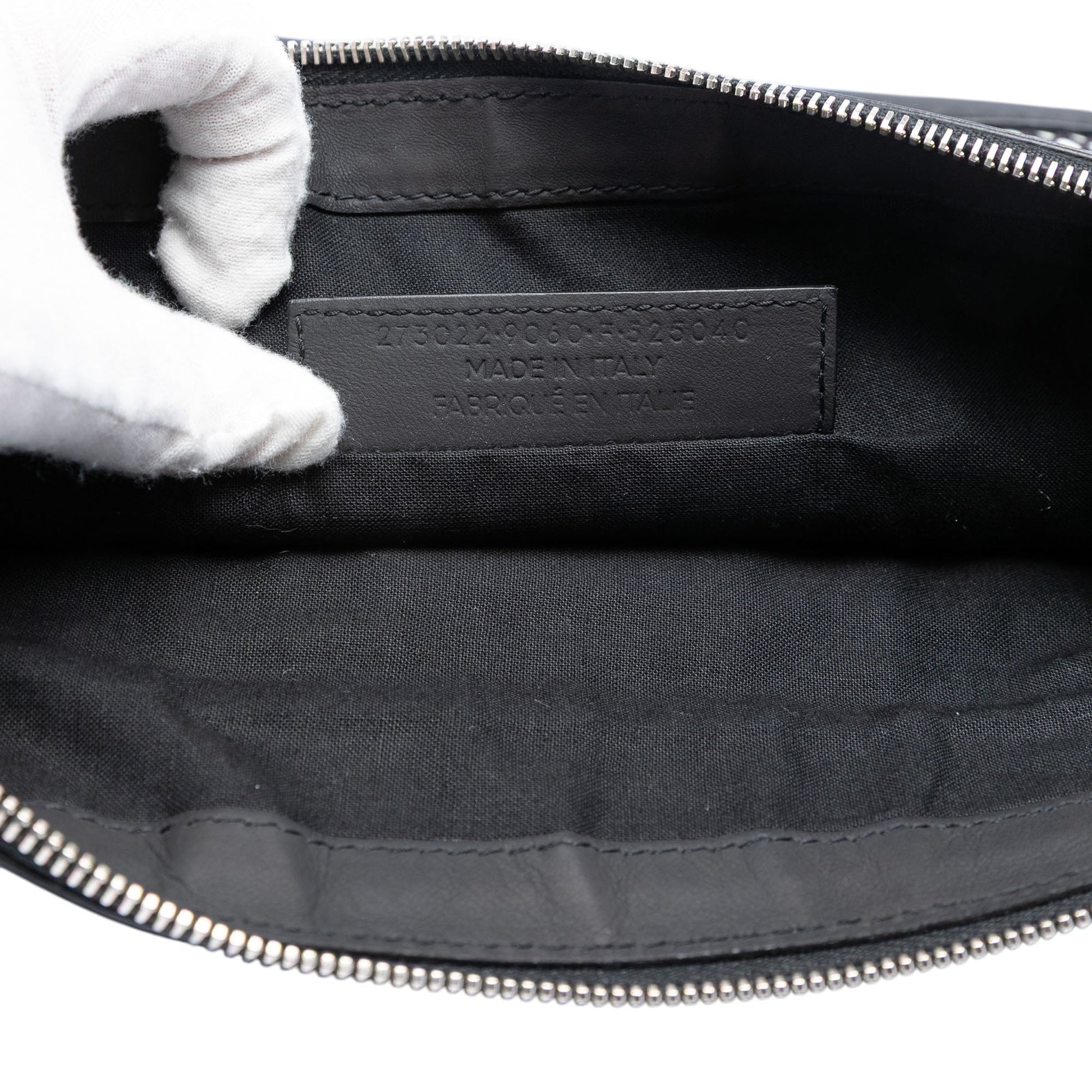 Balenciaga Lambskin and Mesh Motocross Classic Clip M Clutch