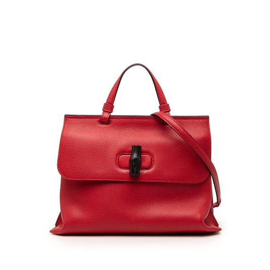 Gucci Medium Calfskin Bamboo Daily Satchel