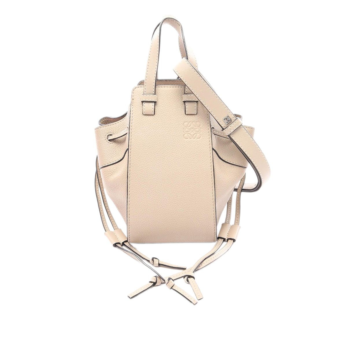 LOEWE Mini Grained Calfskin Drawstring Hammock Bag — Brown
