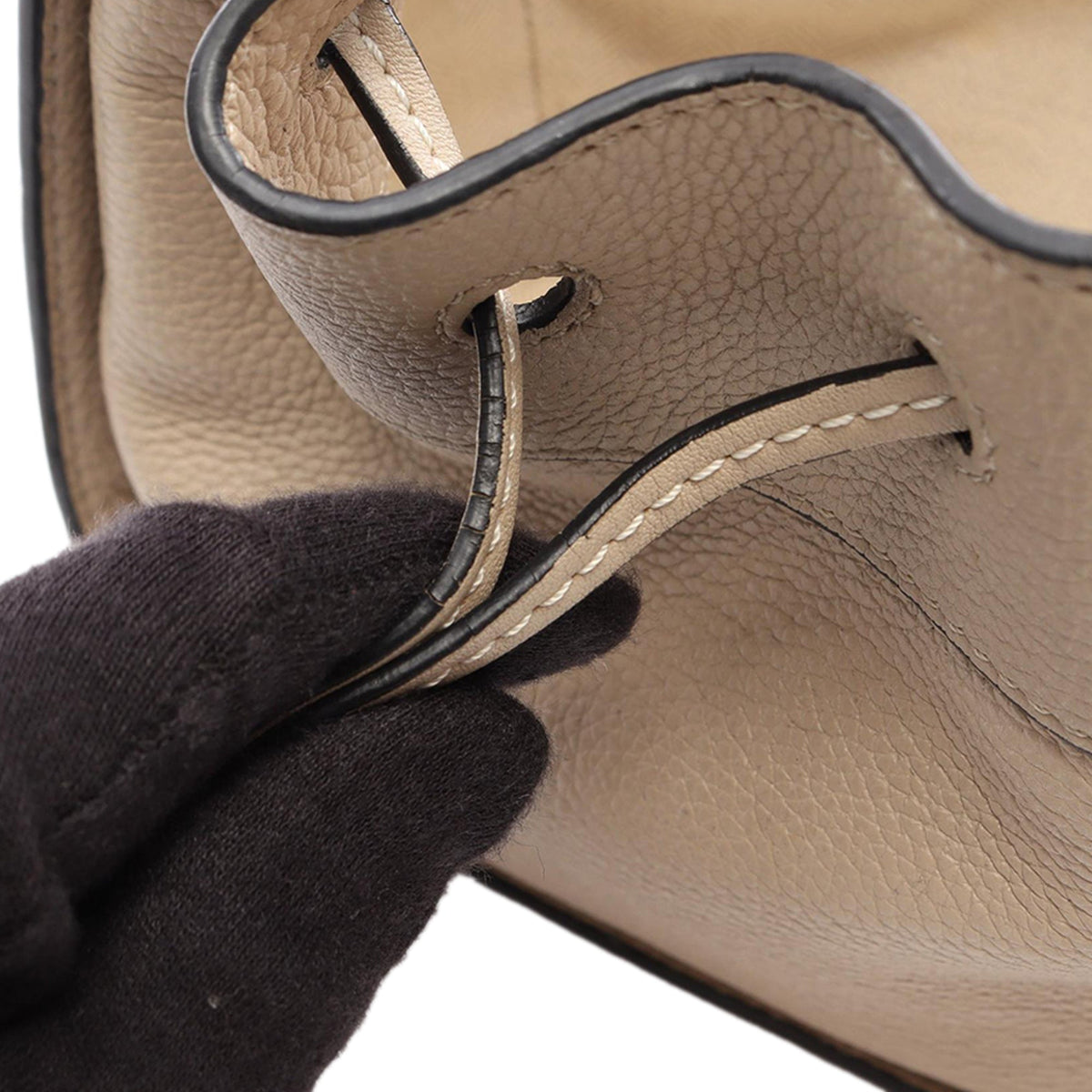 LOEWE Mini Grained Calfskin Drawstring Hammock Bag — Brown