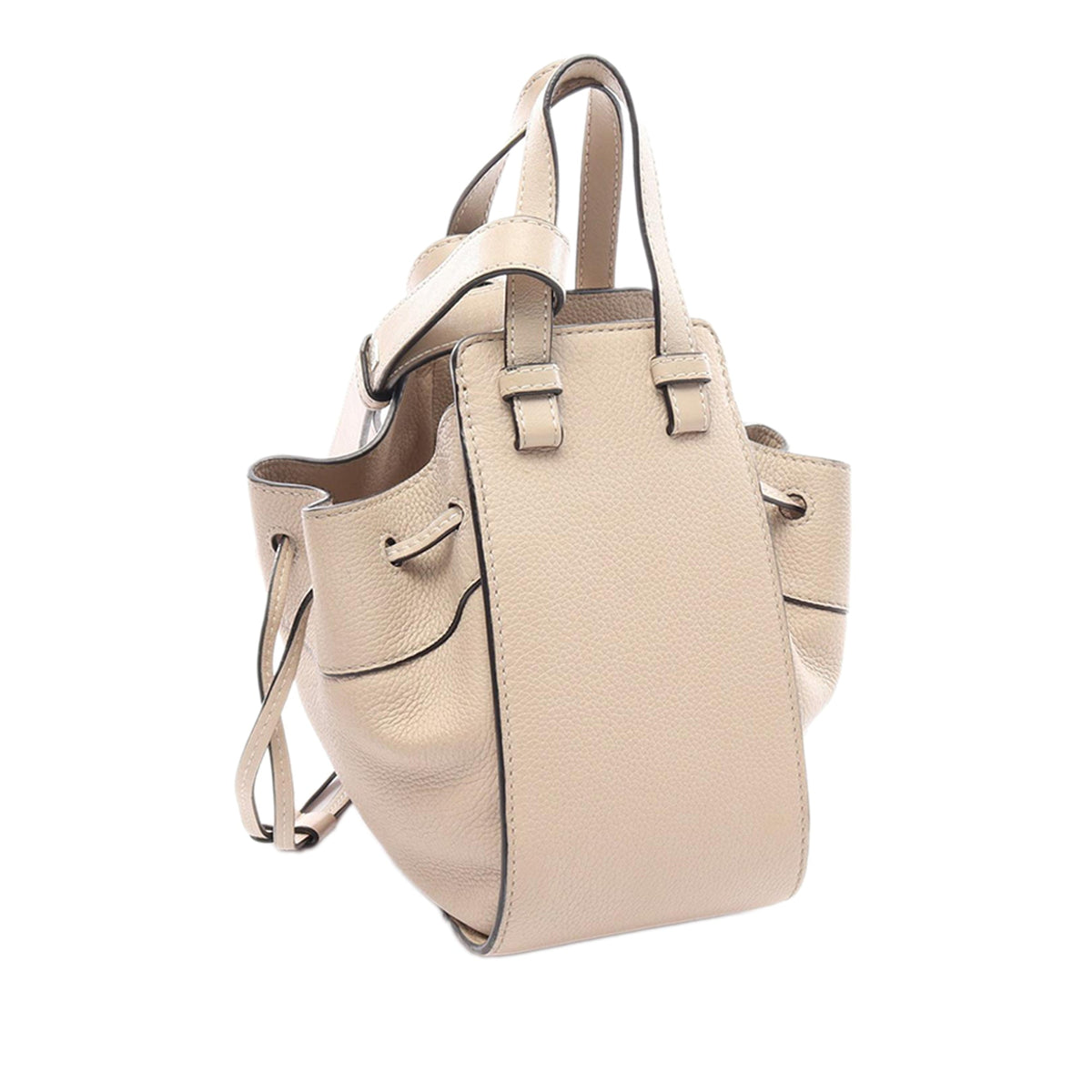 LOEWE Mini Grained Calfskin Drawstring Hammock Bag — Brown