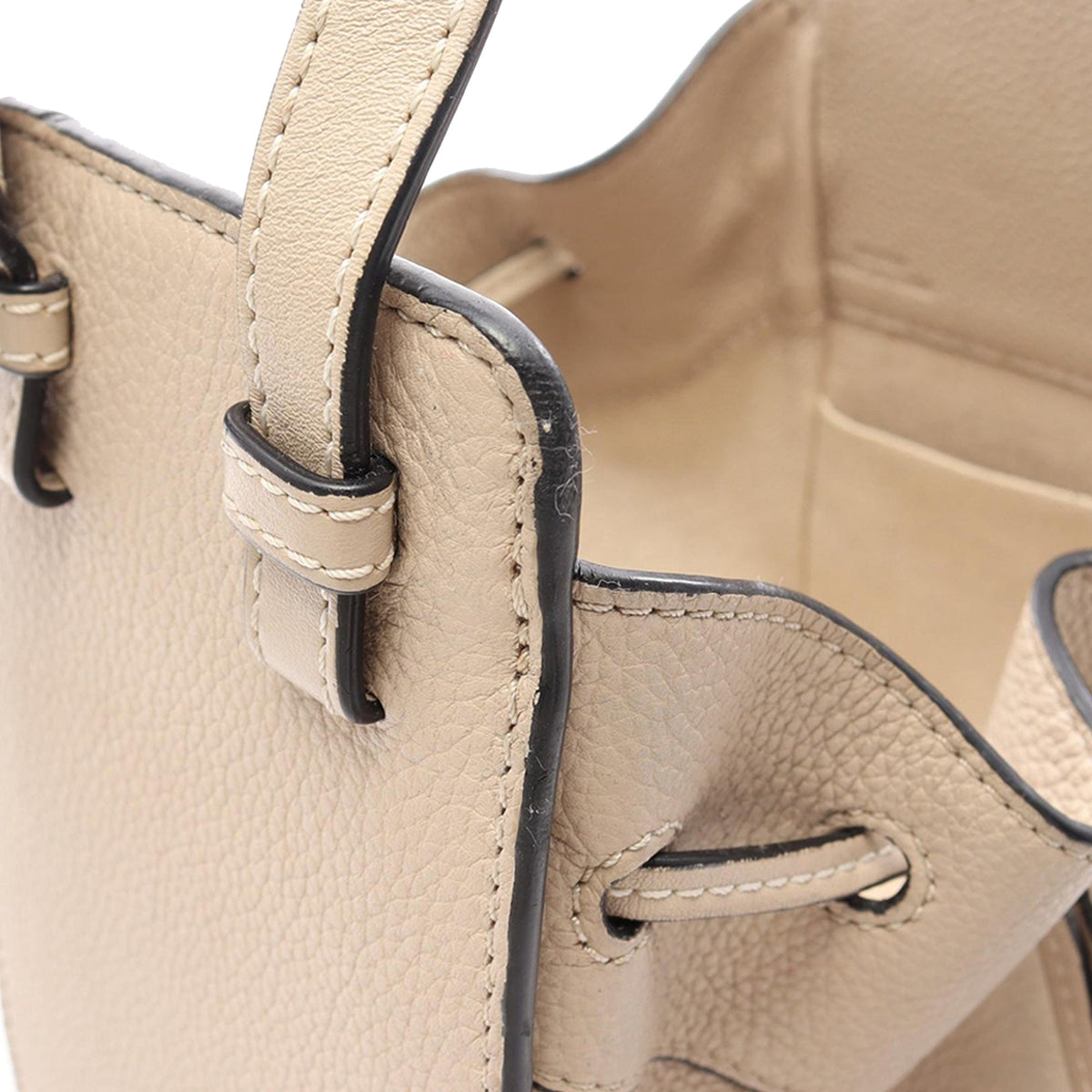 LOEWE Mini Grained Calfskin Drawstring Hammock Bag — Brown