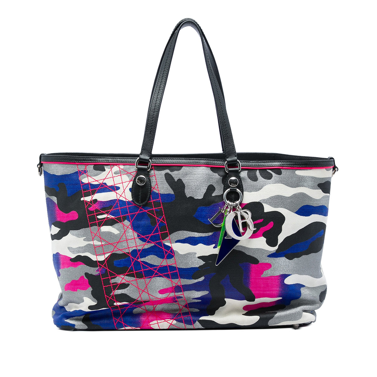Dior Anselm Reyle Large Canvas Camouflage Tote — Multi