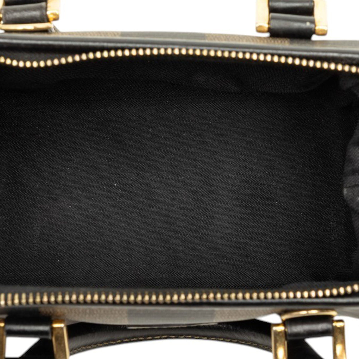 Fendi Mini Pequin Coated Canvas Convertible Boston Bag — Brown