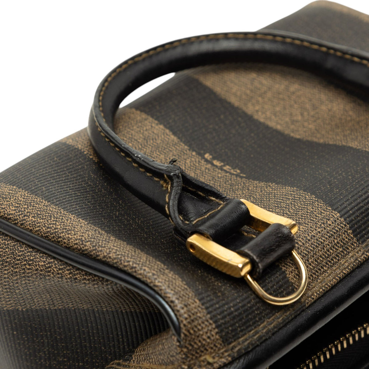 Fendi Mini Pequin Coated Canvas Convertible Boston Bag — Brown