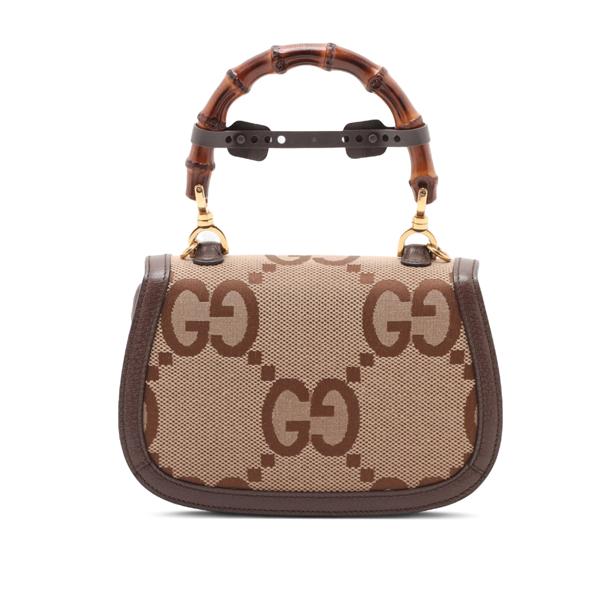 Gucci Small Jumbo GG Canvas Web Bamboo 1947 Top Handle Bag