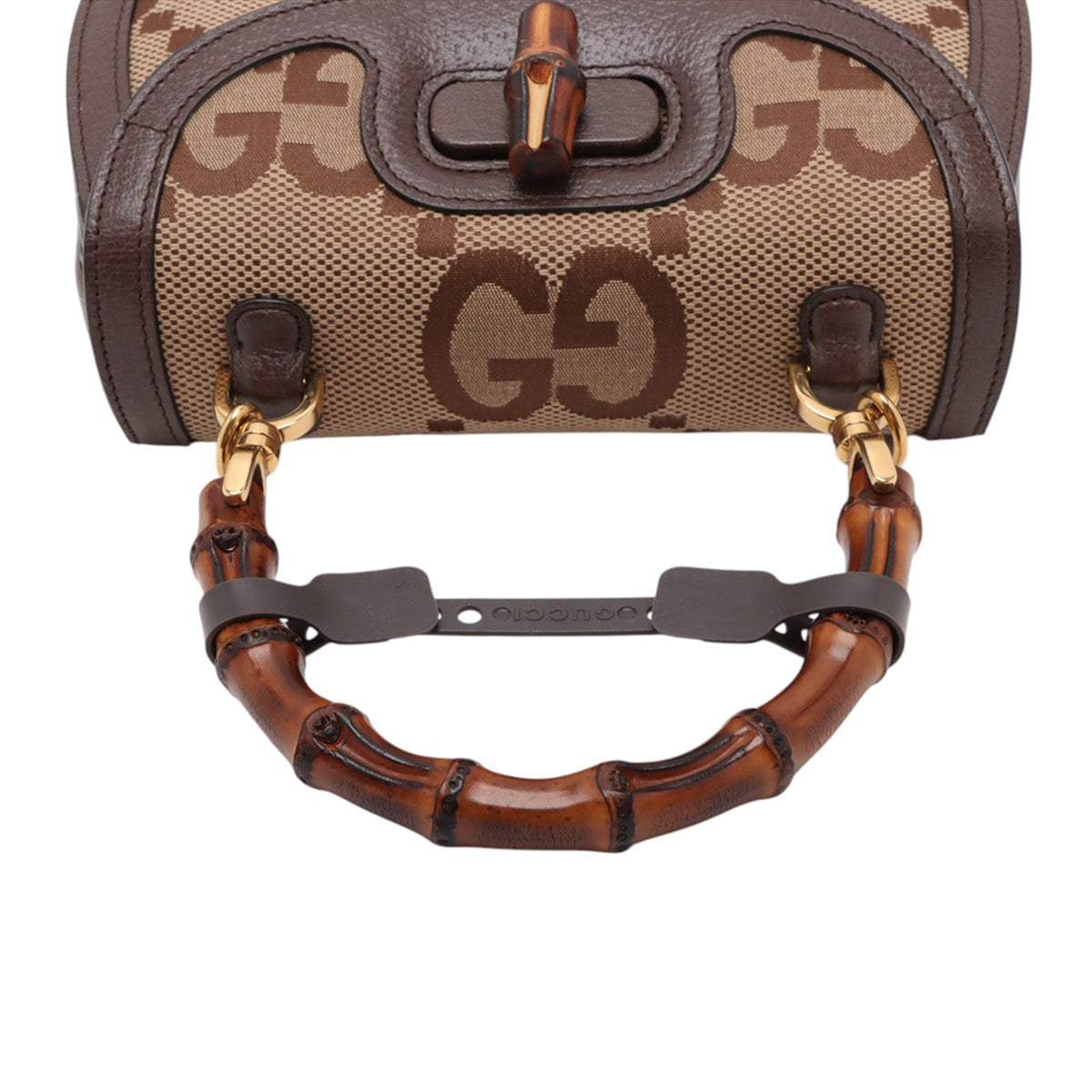 Gucci Small Jumbo GG Canvas Web Bamboo 1947 Top Handle Bag