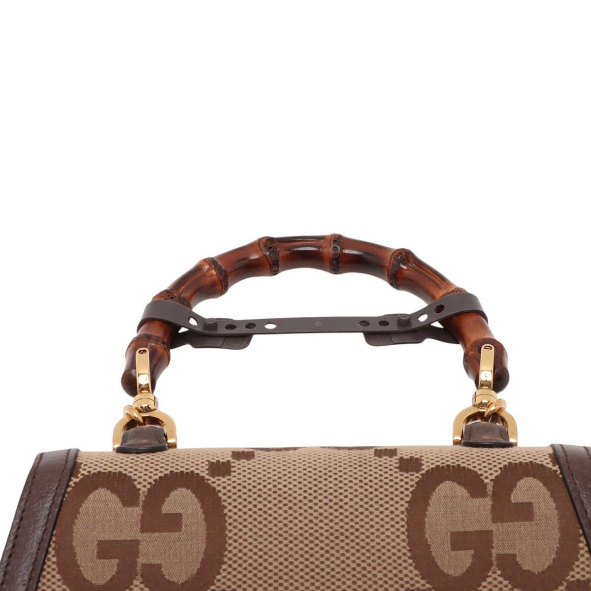 Gucci Small Jumbo GG Canvas Web Bamboo 1947 Top Handle Bag