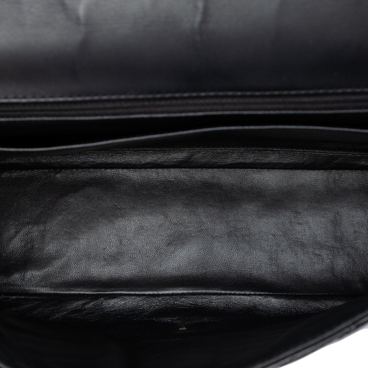 Chanel Jumbo Classic Chevron Patent Double Flap — Black