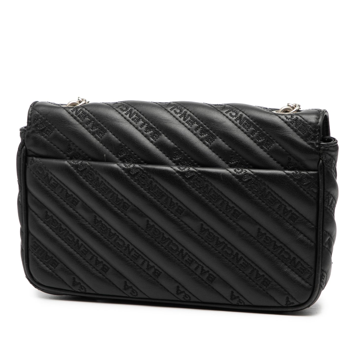 Balenciaga Embossed Leather Allover Logo BB Wallet on Chain