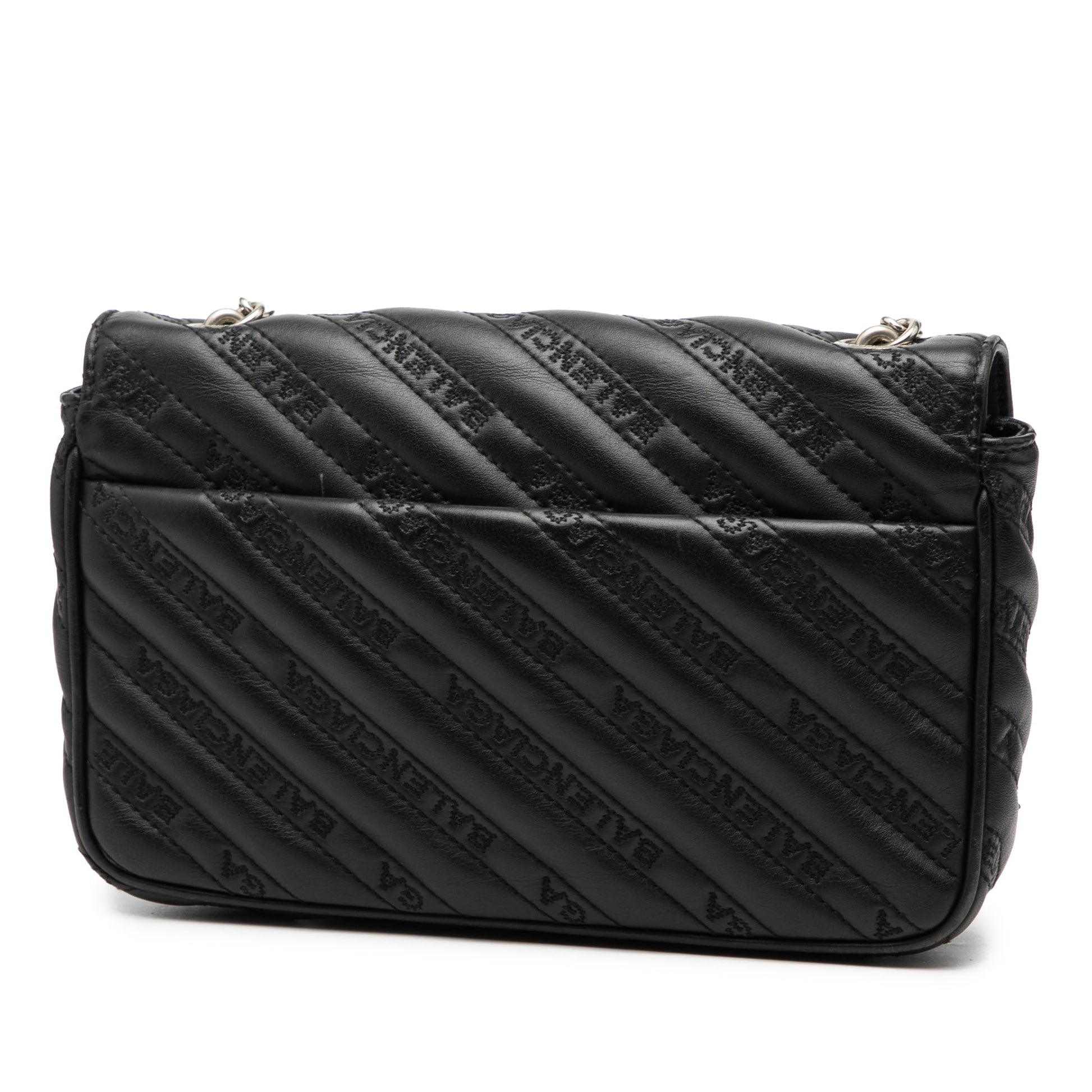 Balenciaga Embossed Leather Allover Logo BB Wallet on Chain