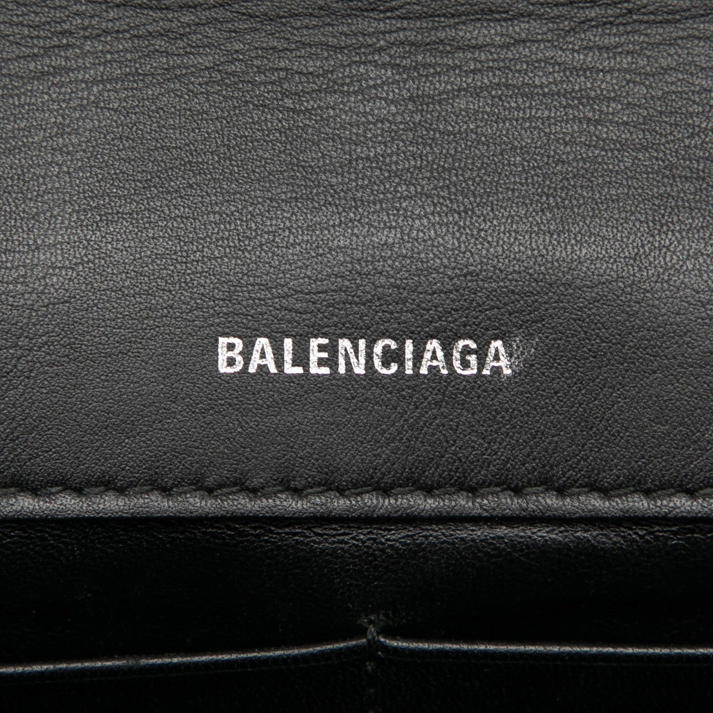 Balenciaga Embossed Leather Allover Logo BB Wallet on Chain