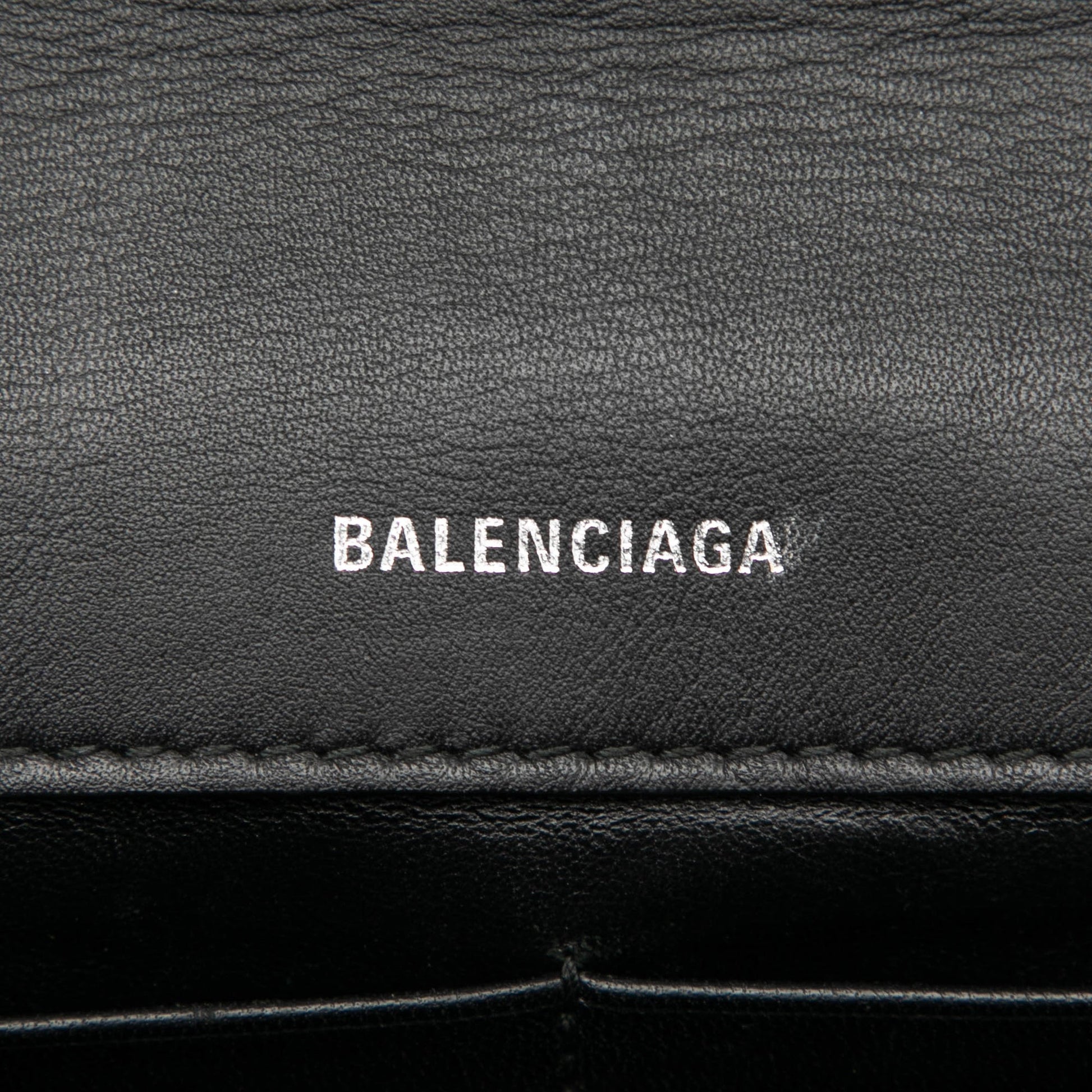 Balenciaga Embossed Leather Allover Logo BB Wallet on Chain