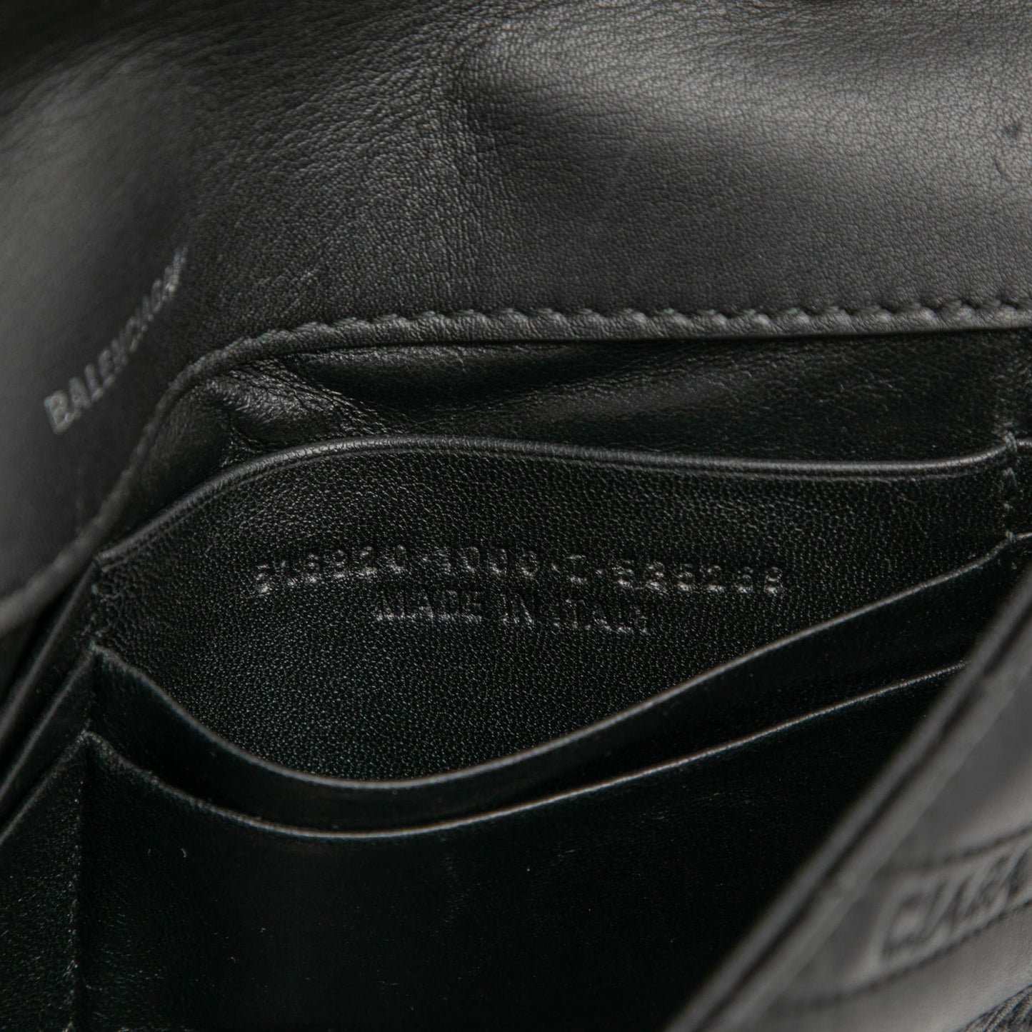 Balenciaga Embossed Leather Allover Logo BB Wallet on Chain