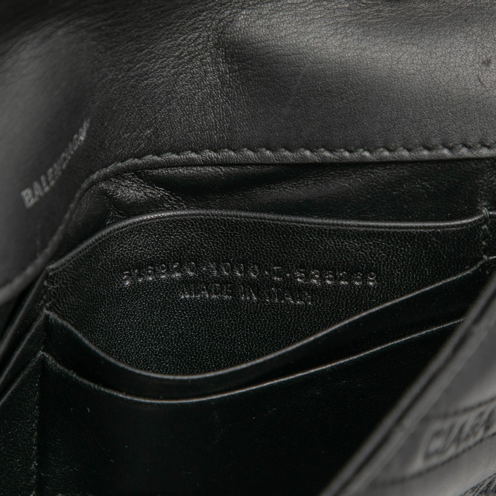 Balenciaga Embossed Leather Allover Logo BB Wallet on Chain