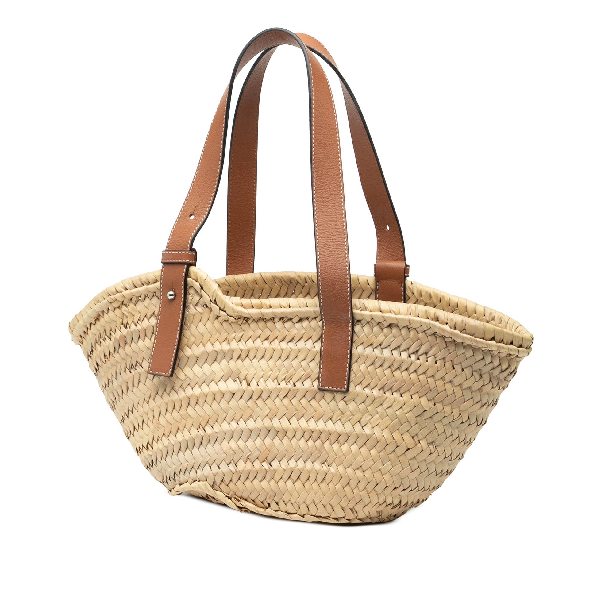 LOEWE Paulas Ibiza Smiley Small Raffia Basket Tote