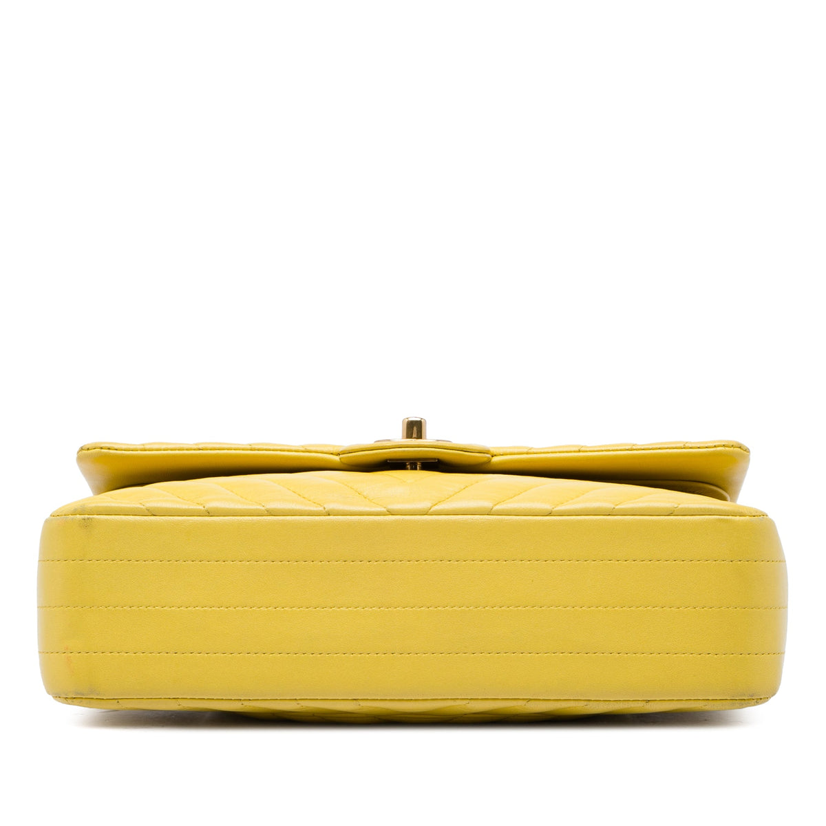 Chanel Medium Classic Chevron Lambskin Double Flap — Yellow