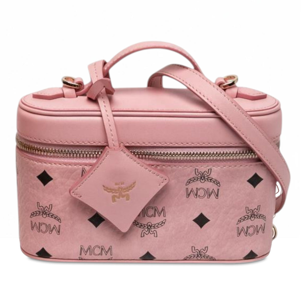 MCM Mini Visetos Coated Canvas Aren Vanity Case — Pink
