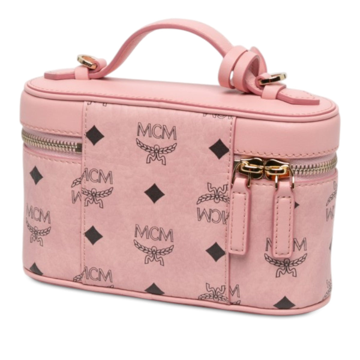MCM Mini Visetos Coated Canvas Aren Vanity Case — Pink