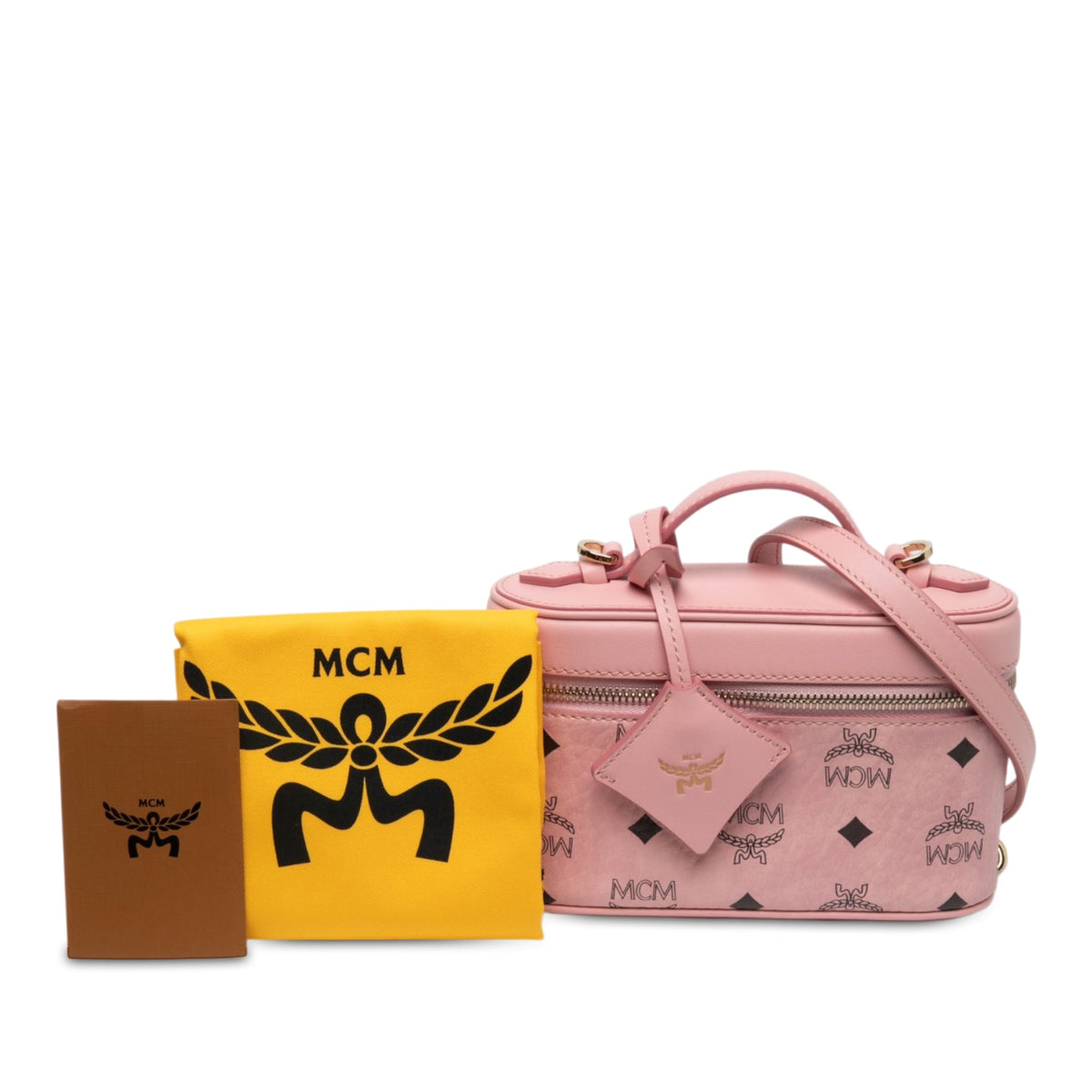 MCM Mini Visetos Coated Canvas Aren Vanity Case — Pink