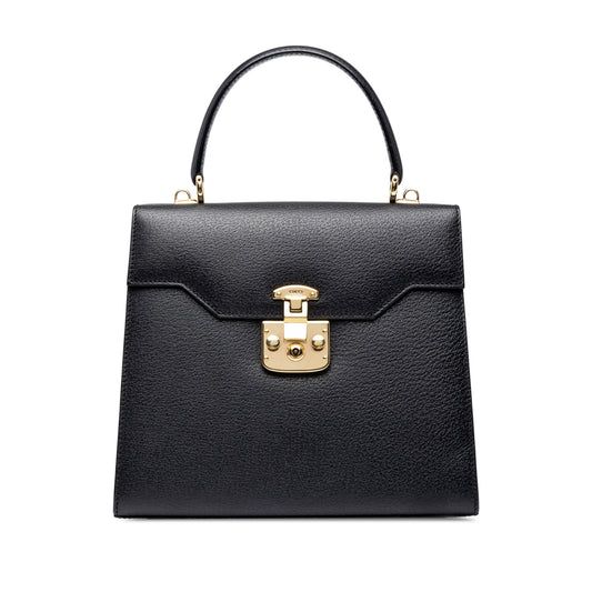Gucci Calfskin Lady Lock Satchel — Black