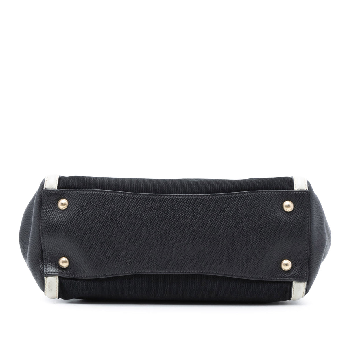 Prada Bicolor Saffiano Cuir Trimmed Canvas Satchel