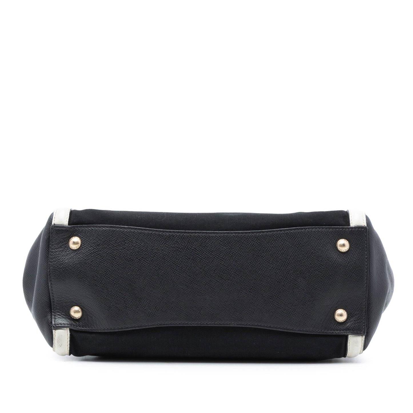 Prada Bicolor Saffiano Cuir Trimmed Canvas Satchel
