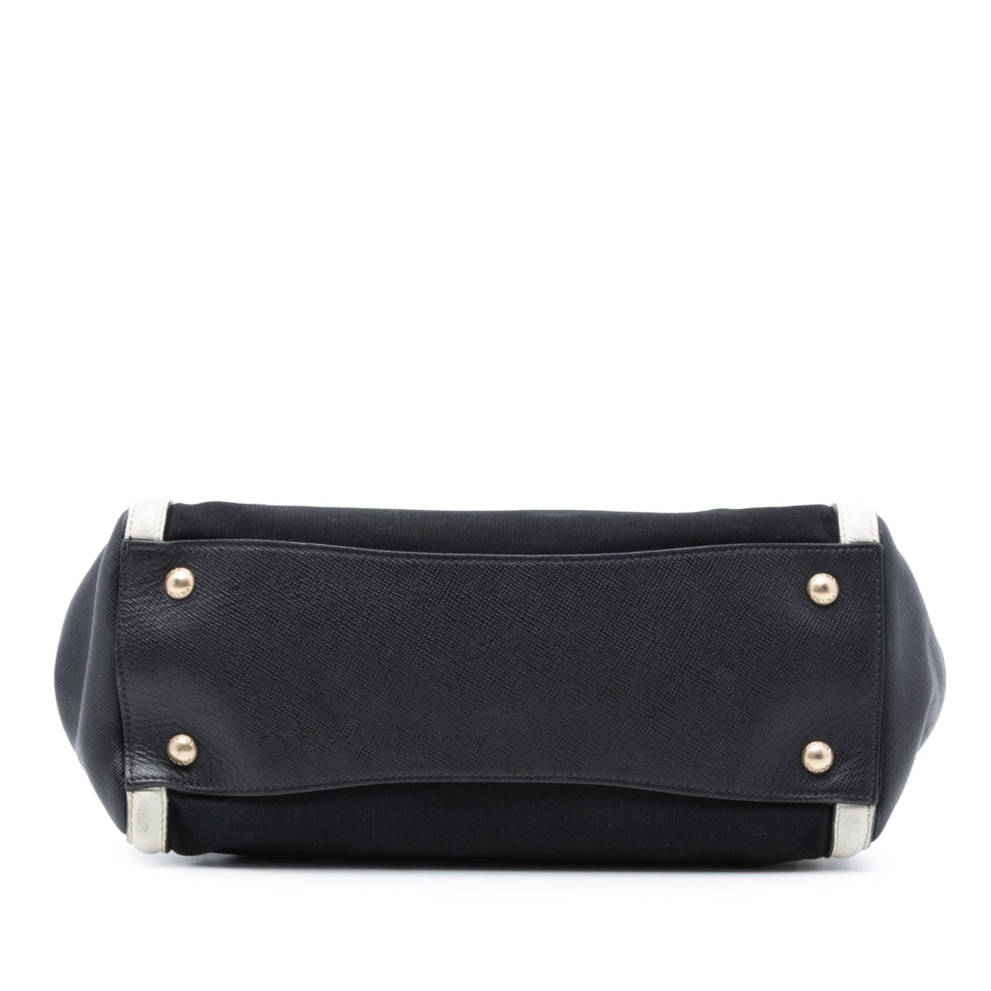 Prada Bicolor Saffiano Cuir Trimmed Canvas Satchel