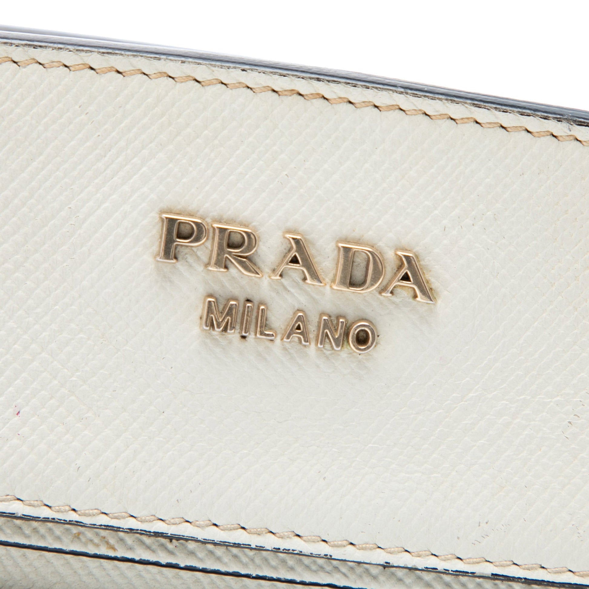 Prada Bicolor Saffiano Cuir Trimmed Canvas Satchel