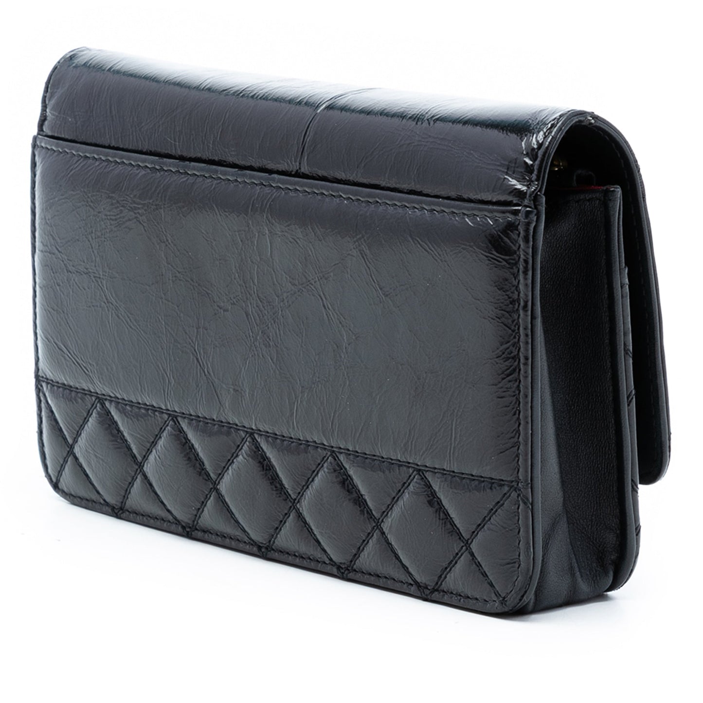 CC Quilted Shiny Aged Calfskin Wallet On Chain