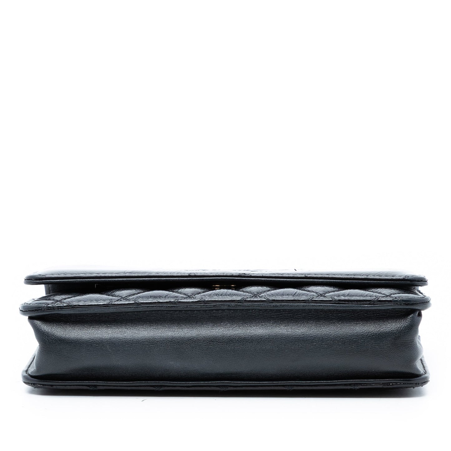 CC Quilted Shiny Aged Calfskin Wallet On Chain