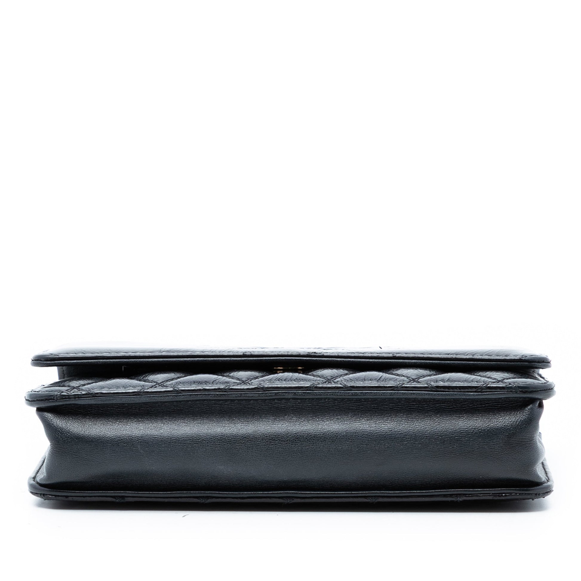 CC Quilted Shiny Aged Calfskin Wallet On Chain