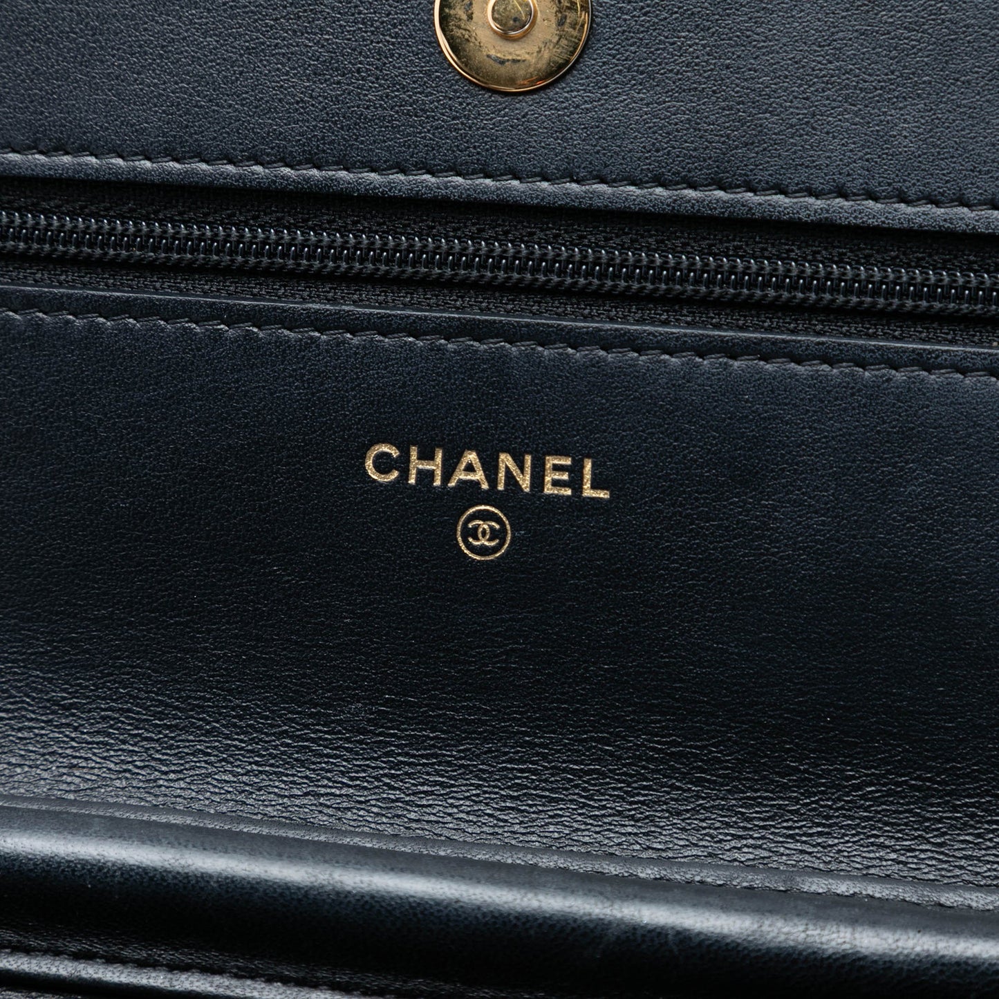 CC Quilted Shiny Aged Calfskin Wallet On Chain