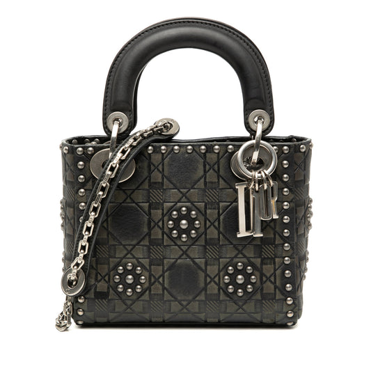 Dior Mini Calfskin Cannage Studded Flower Lady Dior