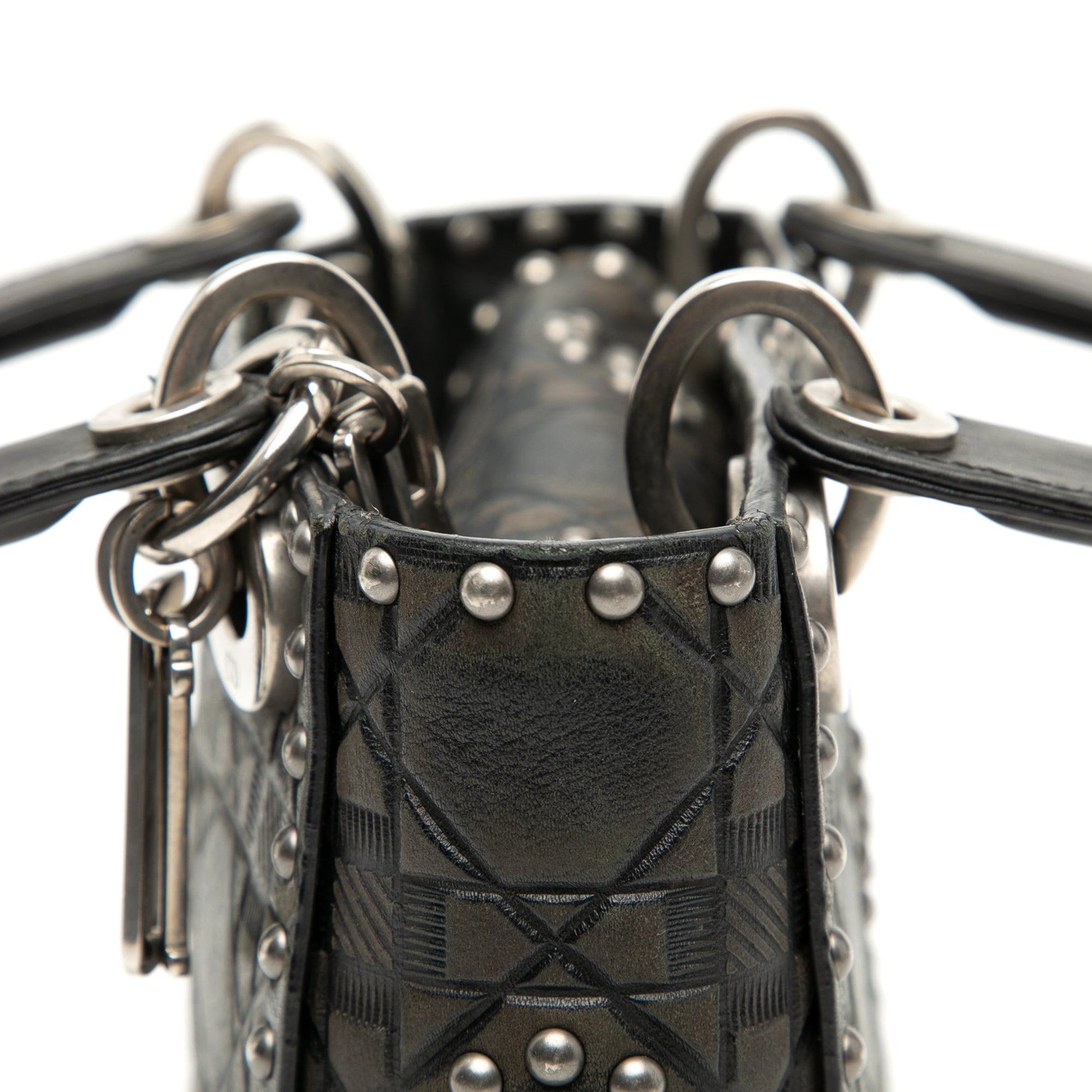 Dior Mini Calfskin Cannage Studded Flower Lady Dior
