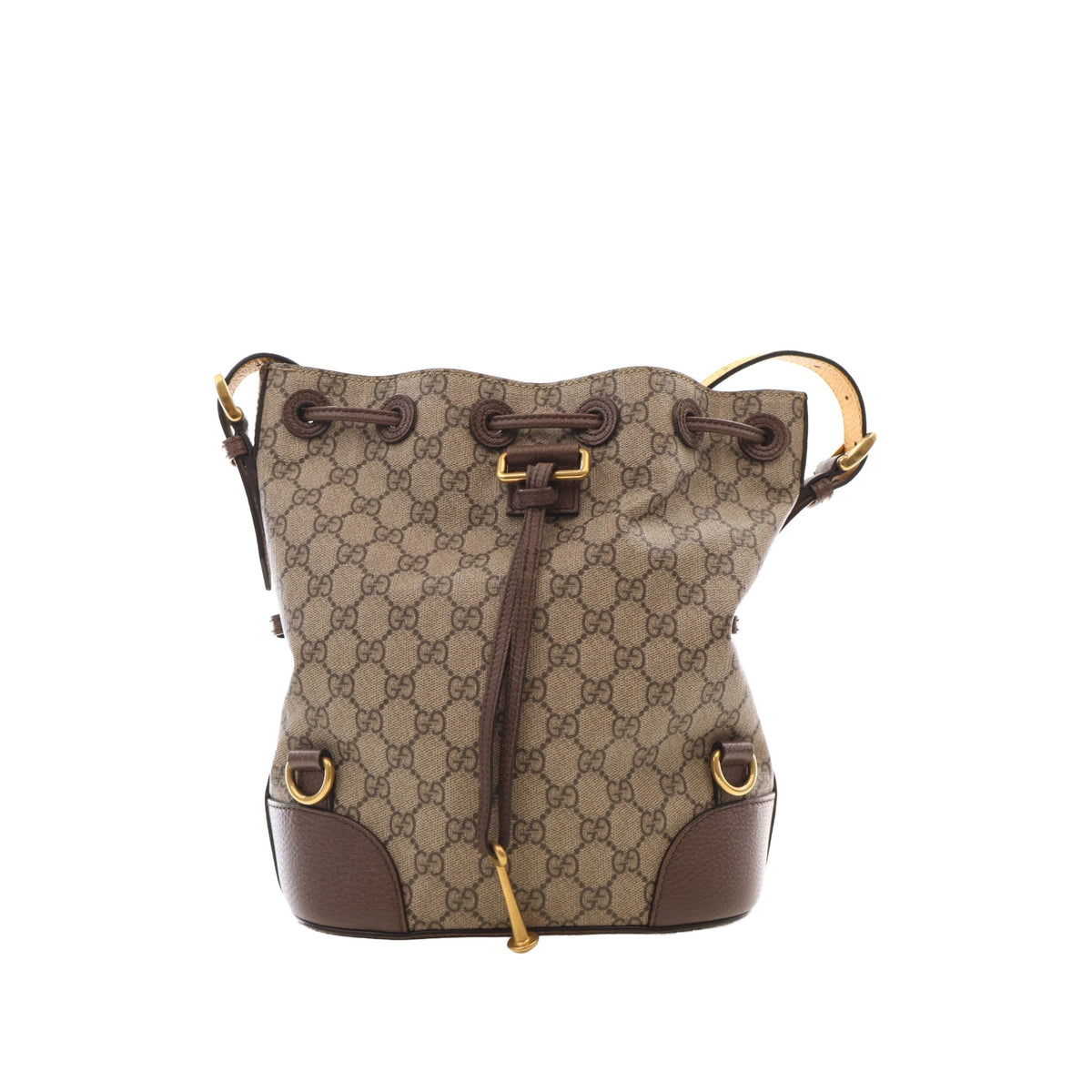 Gucci GG Supreme Neo Vintage Drawstring Bucket Bag — Beige