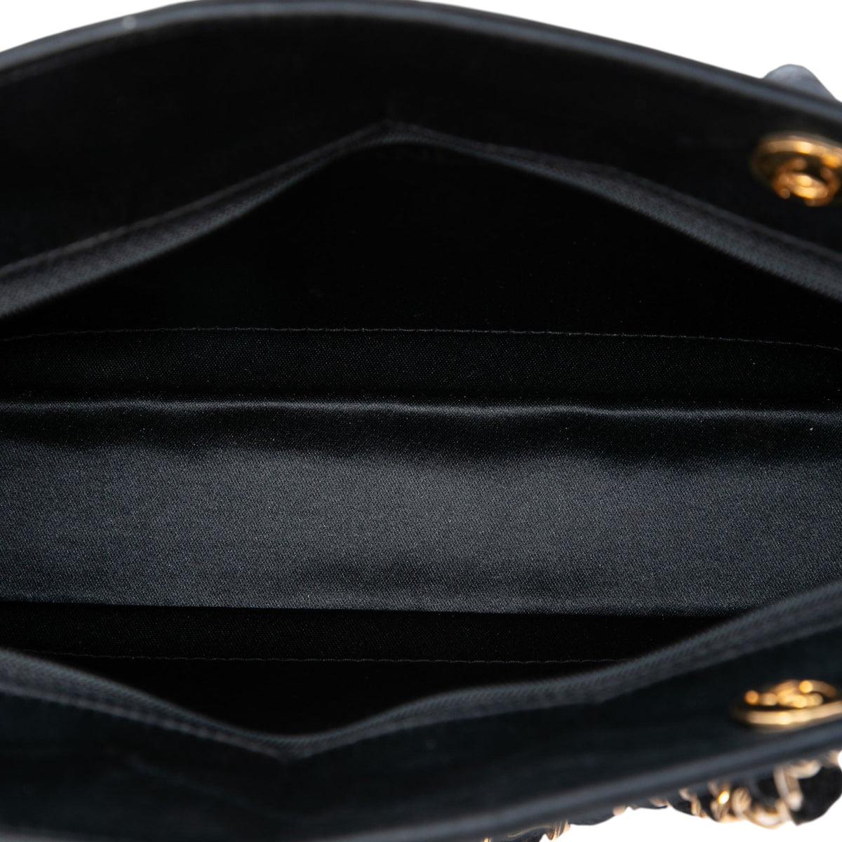 Chanel CC Quilted Satin Zip Handbag — Black