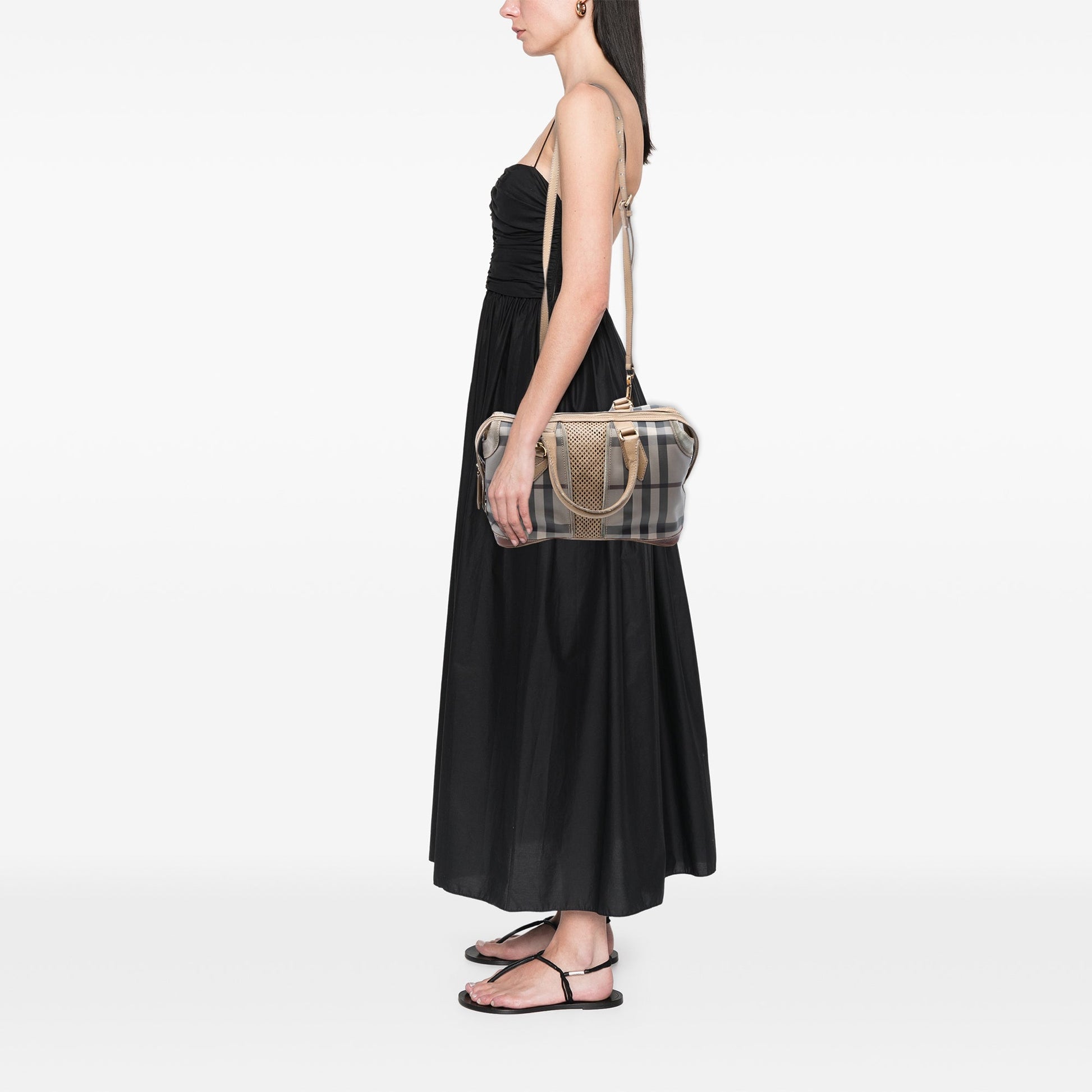 Burberry Smoke Check Coated Canvas Gilmoure Satchel