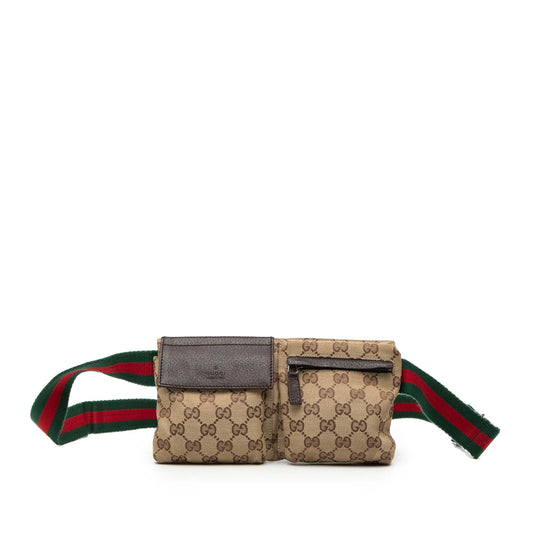 Gucci GG Canvas Web Double Pocket Belt Bag