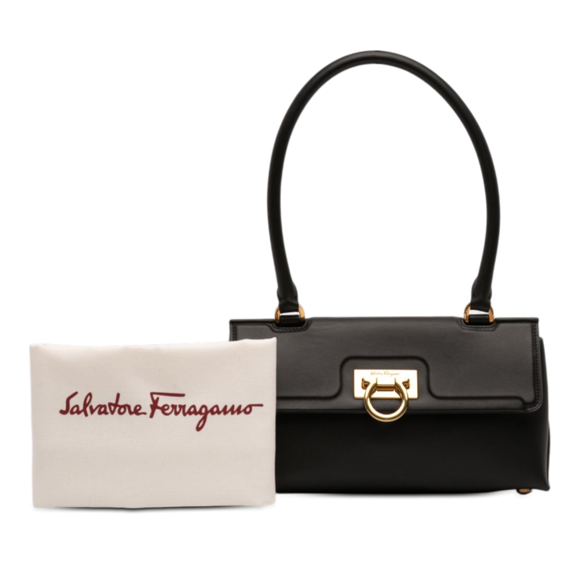 Leather Gancini Trifolio Swing Top Handle Bag