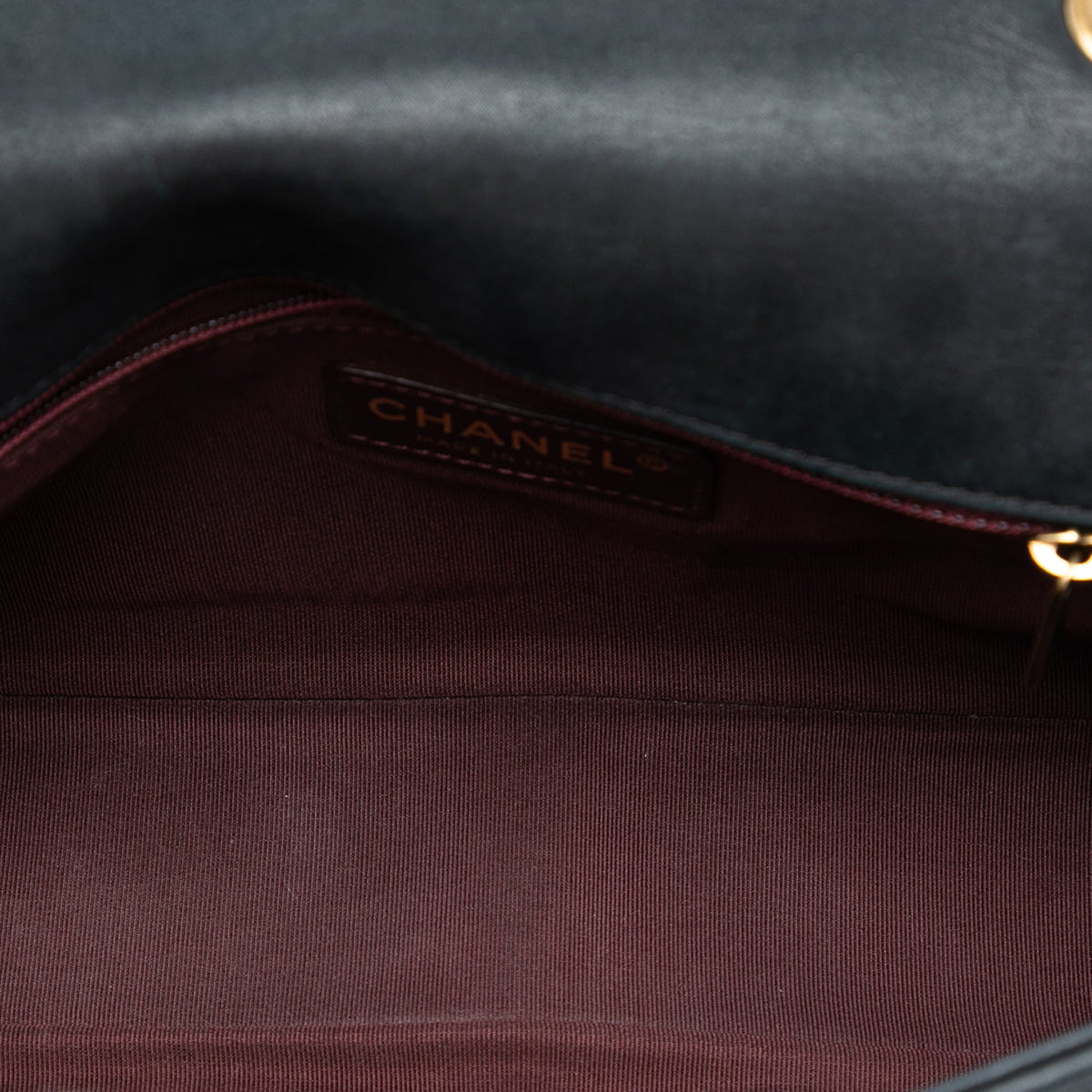 Chanel CC Quilted Iridescent Calfskin Whipstitch Single Flap