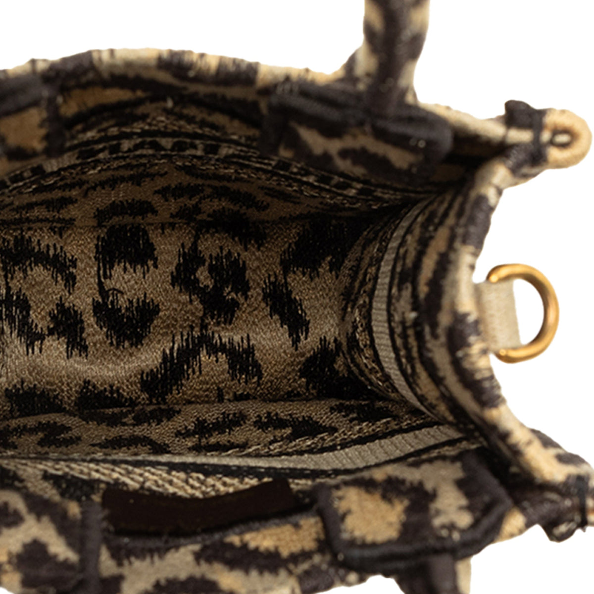 Dior Mizza Mini Embroidered Canvas Leopard Vertical Book Tote — Beige