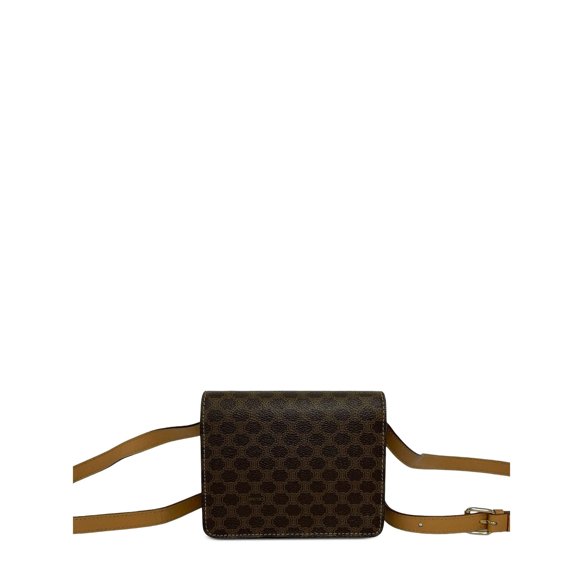 Celine Macadam Coated Canvas Crossbody — Brown