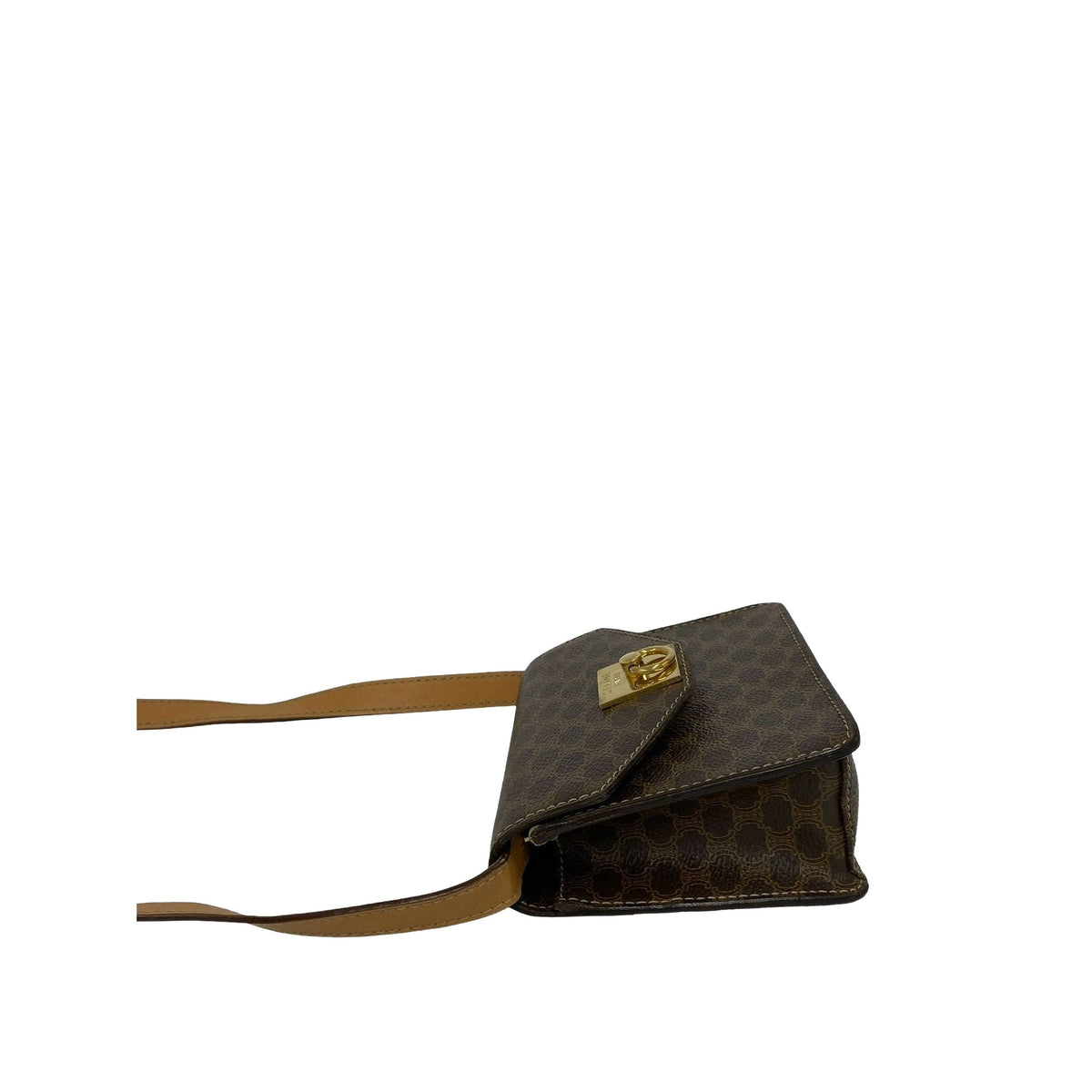 Celine Macadam Coated Canvas Crossbody — Brown