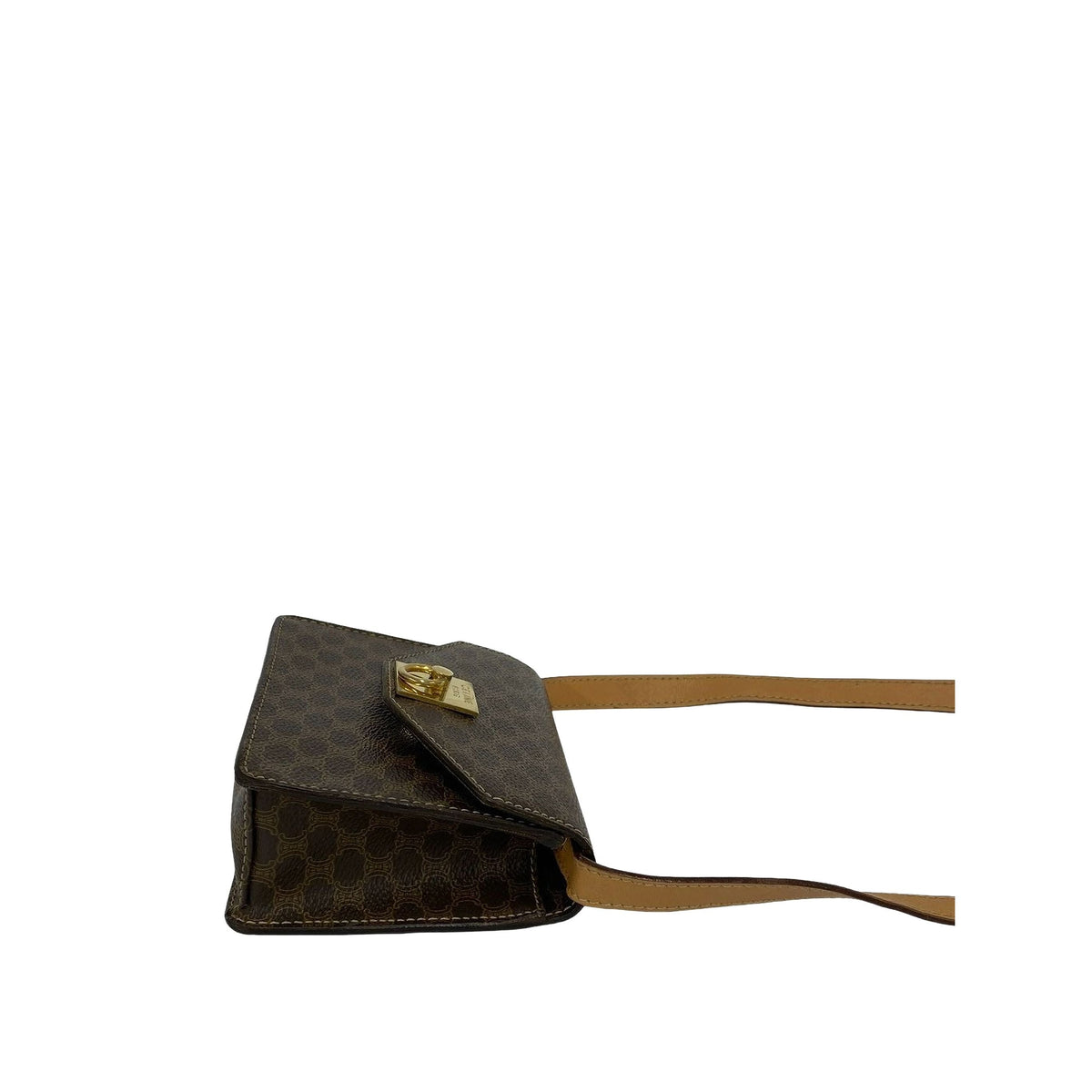 Celine Macadam Coated Canvas Crossbody — Brown