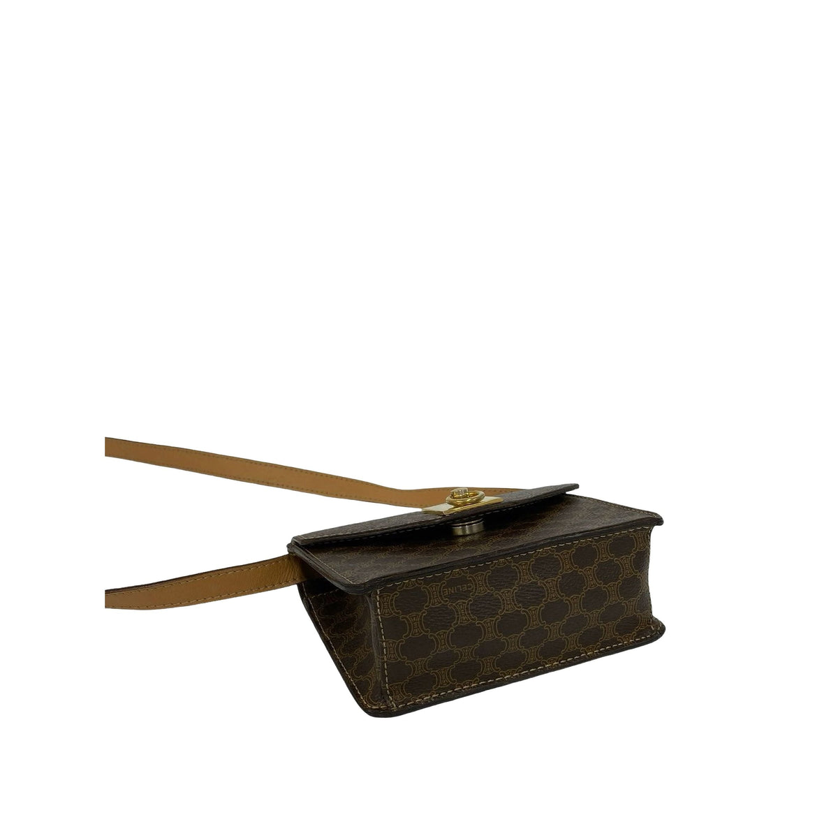 Celine Macadam Coated Canvas Crossbody — Brown