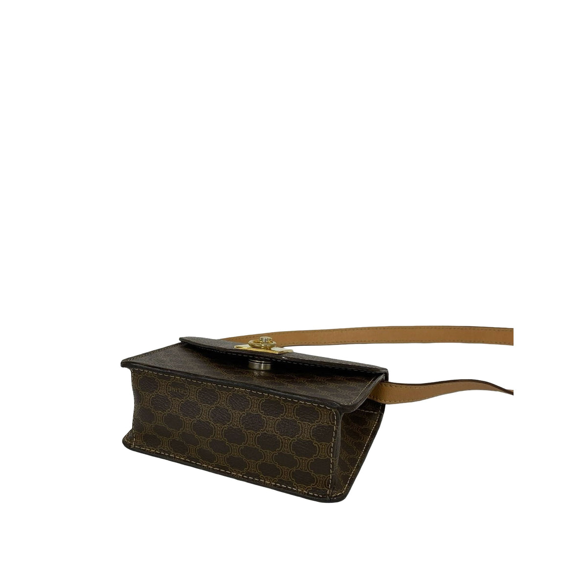 Celine Macadam Coated Canvas Crossbody — Brown