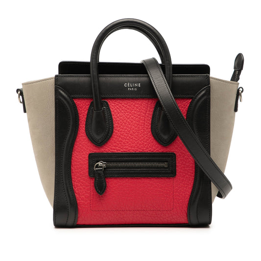 Celine Nano Tricolor Nubuck and Calfskin Luggage Tote